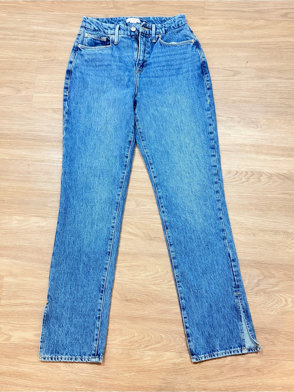 Good American Good 90s Side Split Hem Straight Leg Jeans Size 2/26